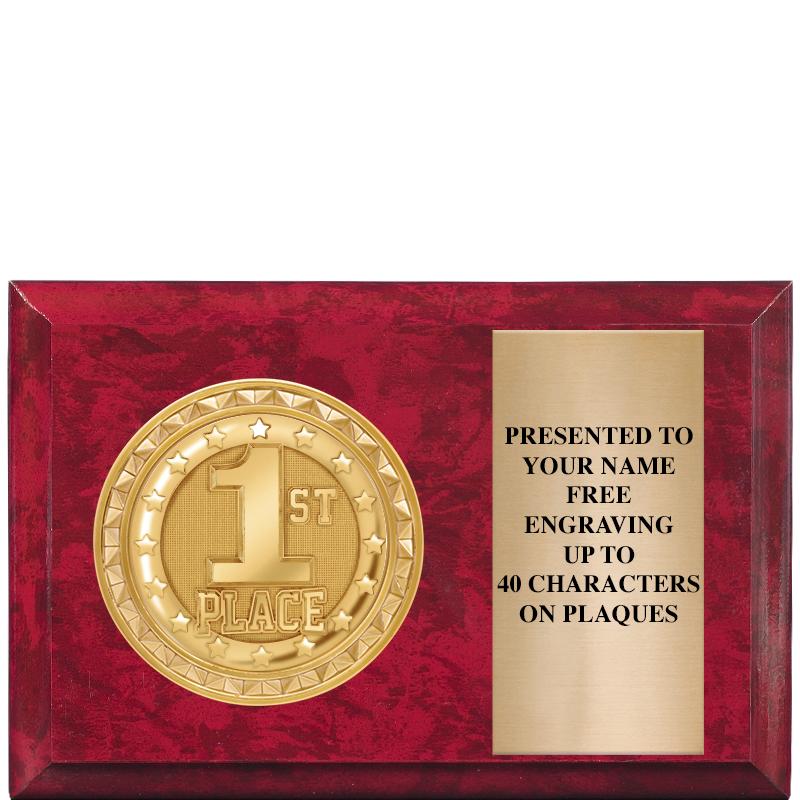 6" X 4" RED MBL INSERT PLQ