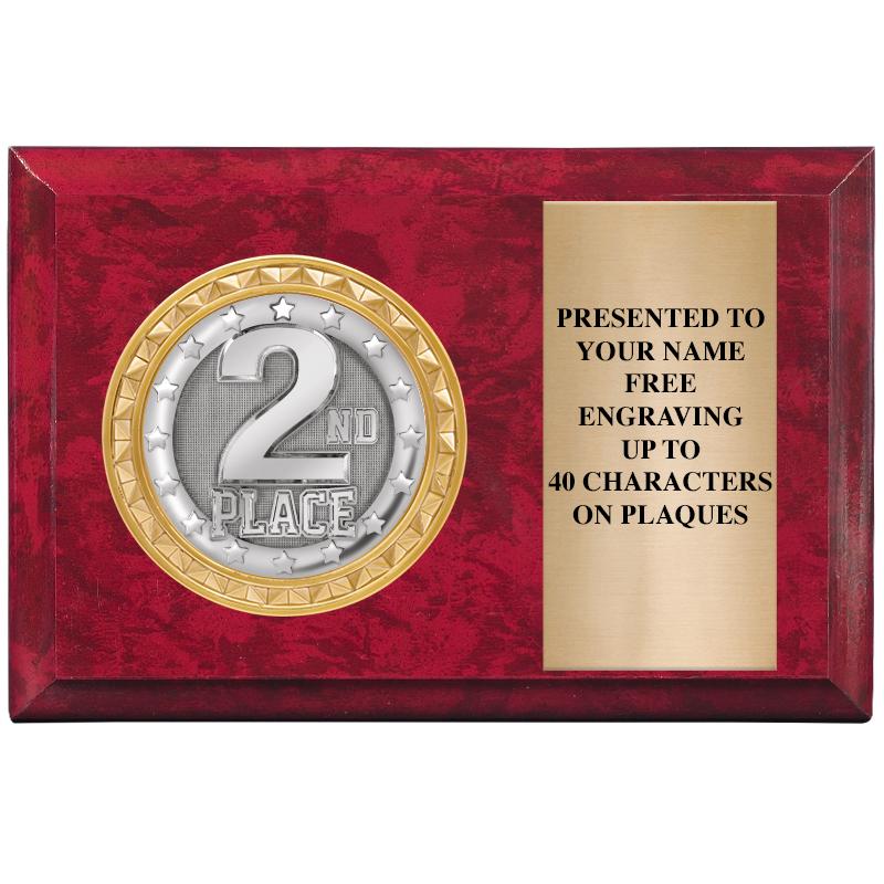 6" X 4" RED MBL INSERT PLQ