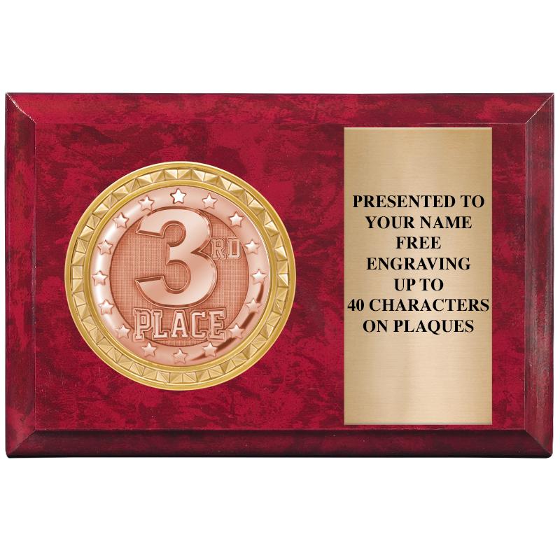 6" X 4" RED MBL INSERT PLQ