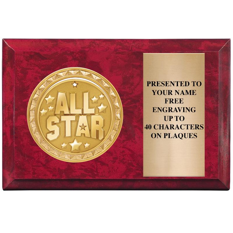 6" X 4" RED MBL INSERT PLQ