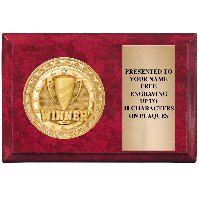 6" X 4" RED MBL INSERT PLQ