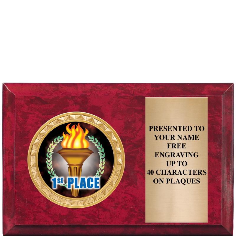 6" X 4" RED MBL INSERT PLQ