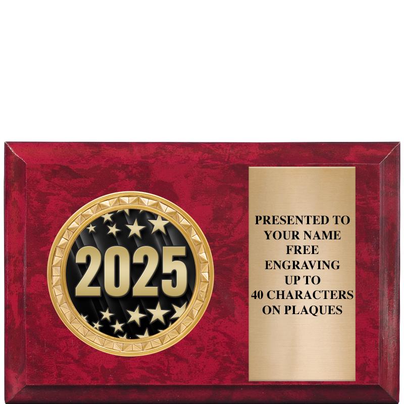 6" X 4" RED MBL INSERT PLQ