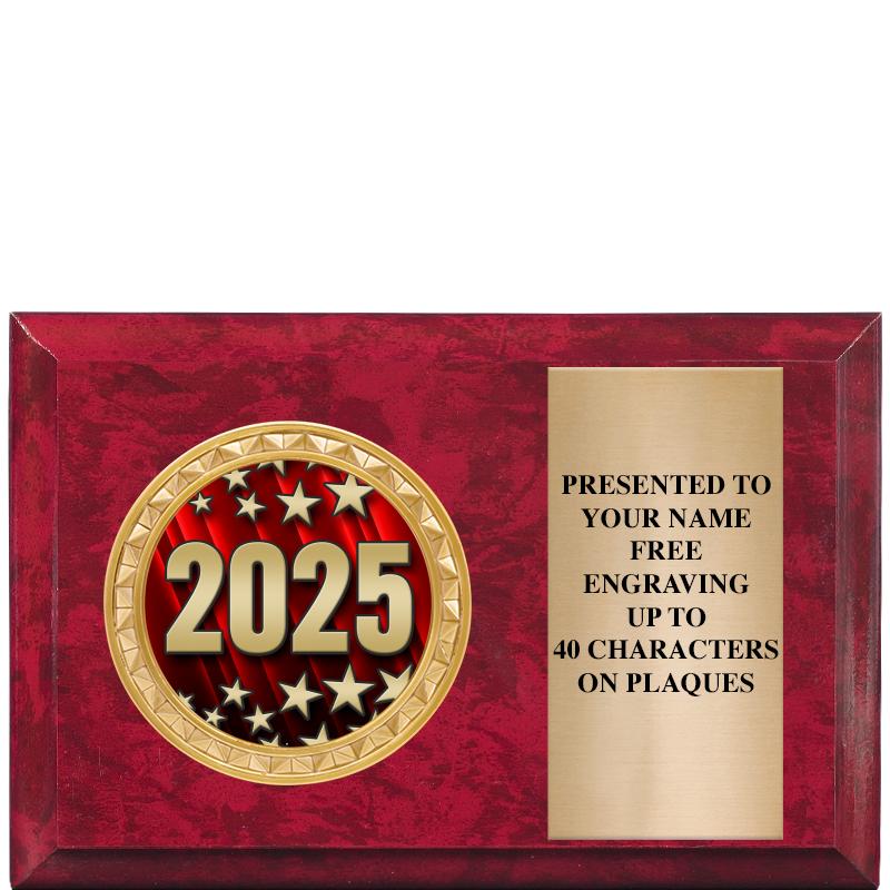 6" X 4" RED MBL INSERT PLQ