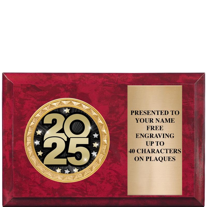 6" X 4" RED MBL INSERT PLQ