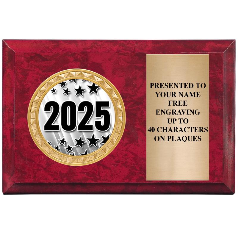 6" X 4" RED MBL INSERT PLQ