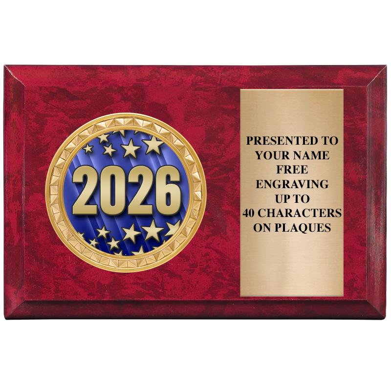 6" X 4" RED MBL INSERT PLQ