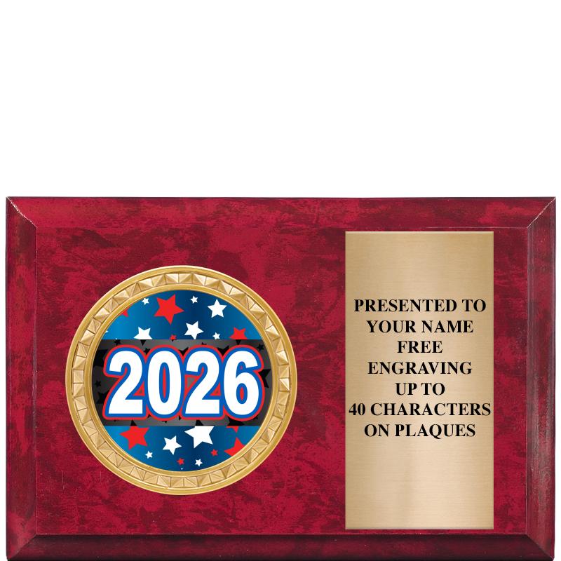 6" X 4" RED MBL INSERT PLQ