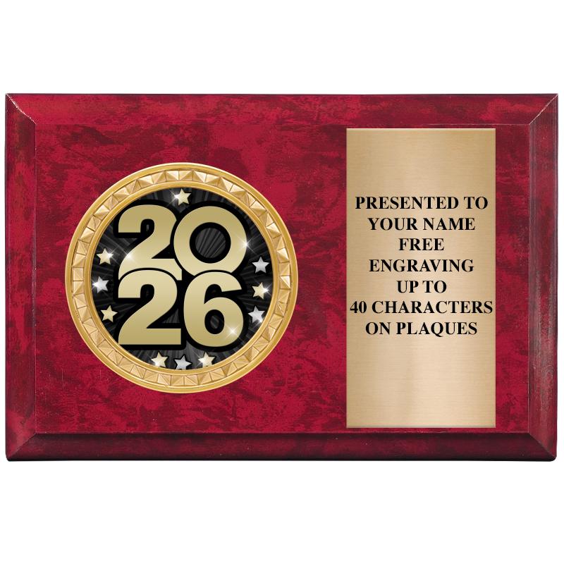 6" X 4" RED MBL INSERT PLQ