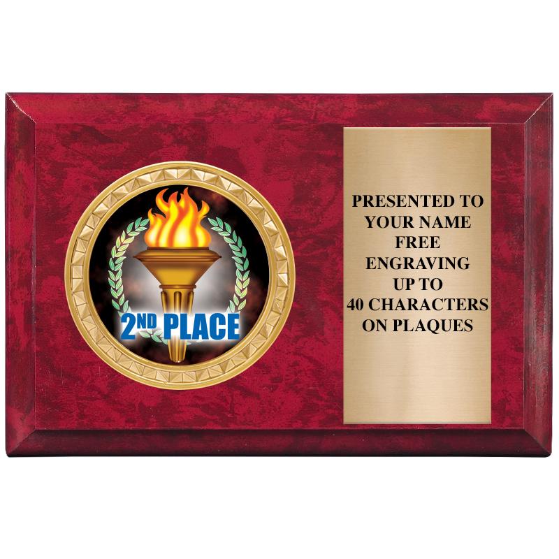 6" X 4" RED MBL INSERT PLQ