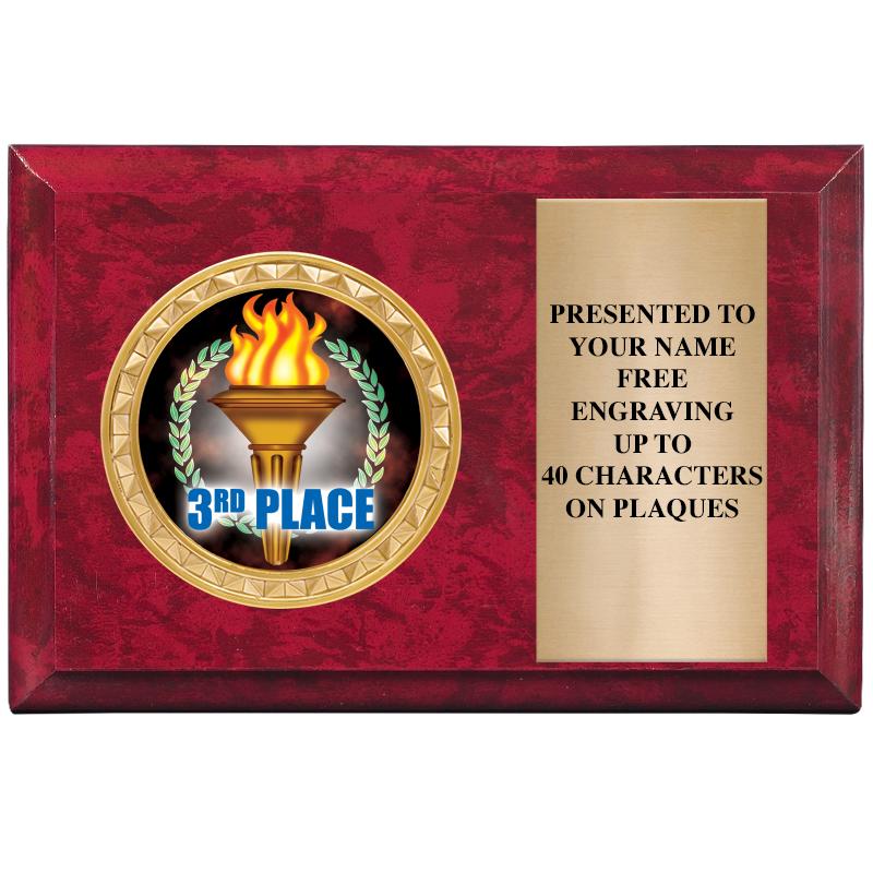 6" X 4" RED MBL INSERT PLQ