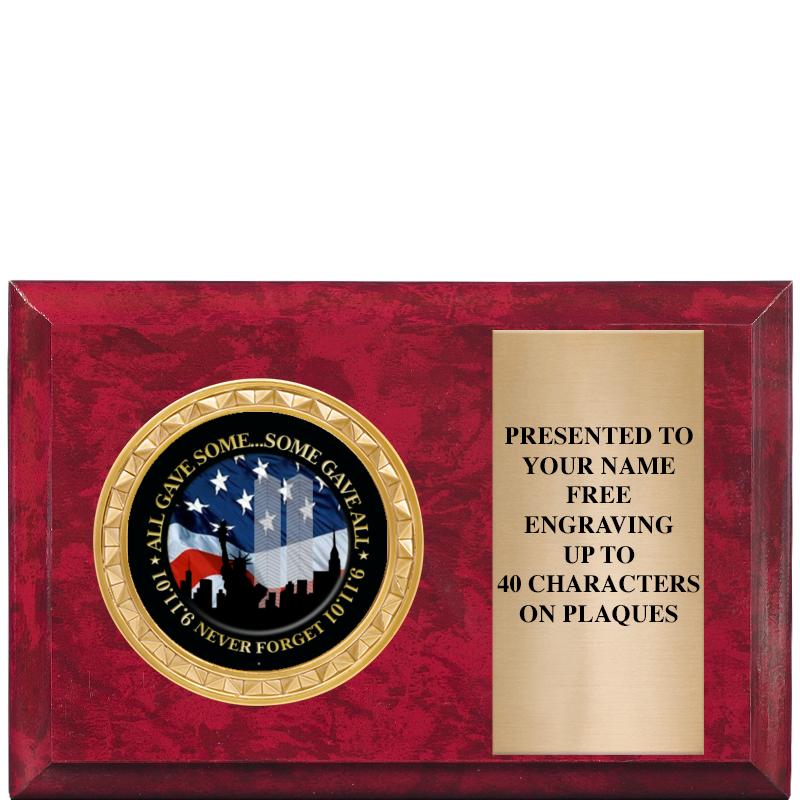 6" X 4" RED MBL INSERT PLQ