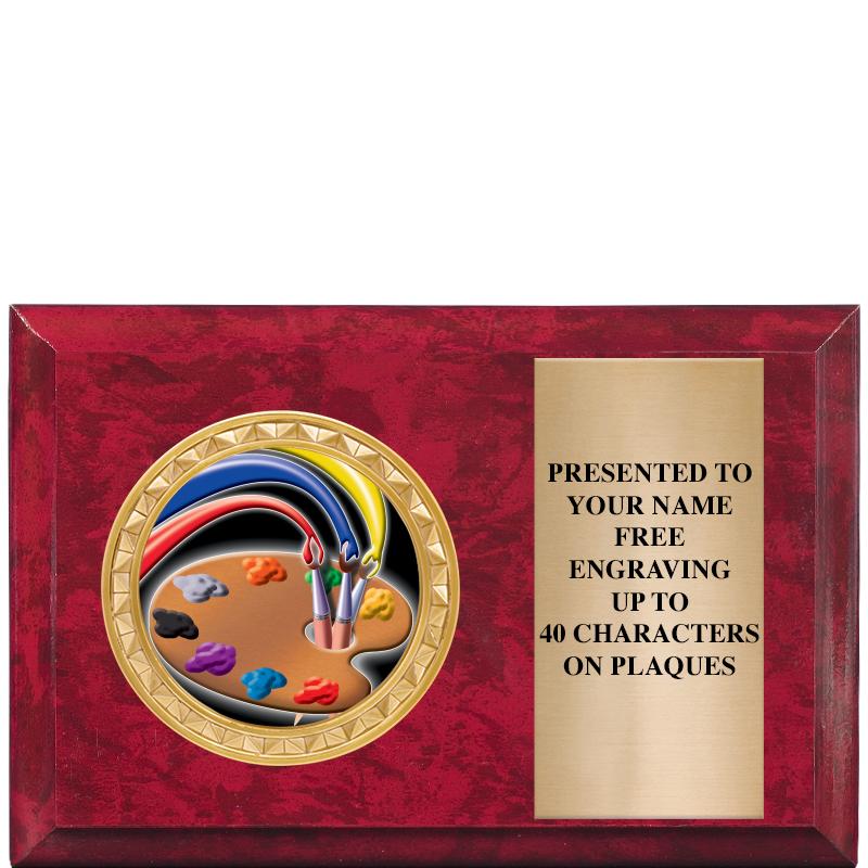 6" X 4" RED MBL INSERT PLQ