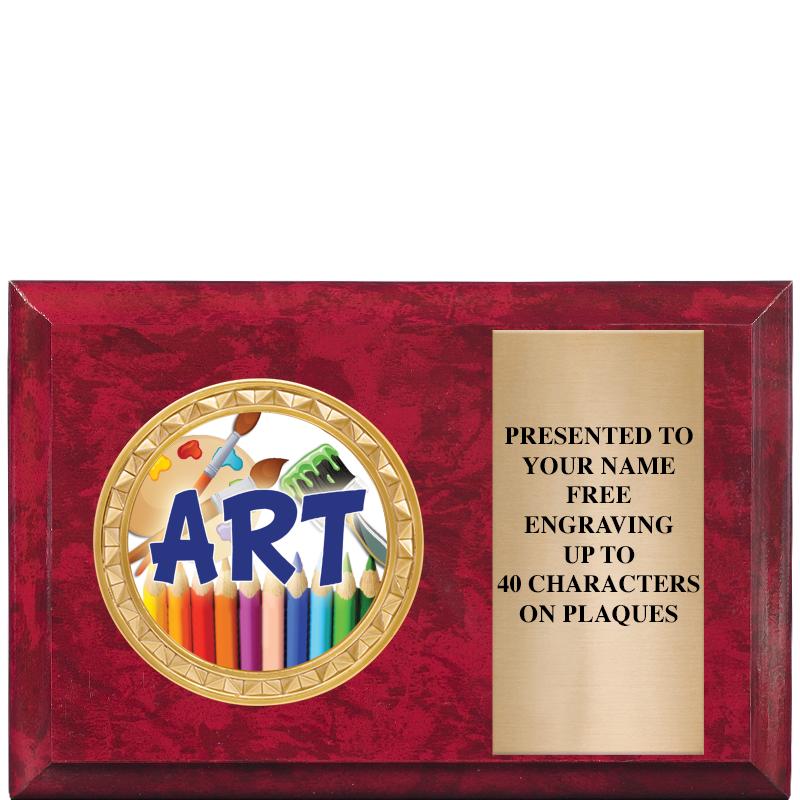 6" X 4" RED MBL INSERT PLQ