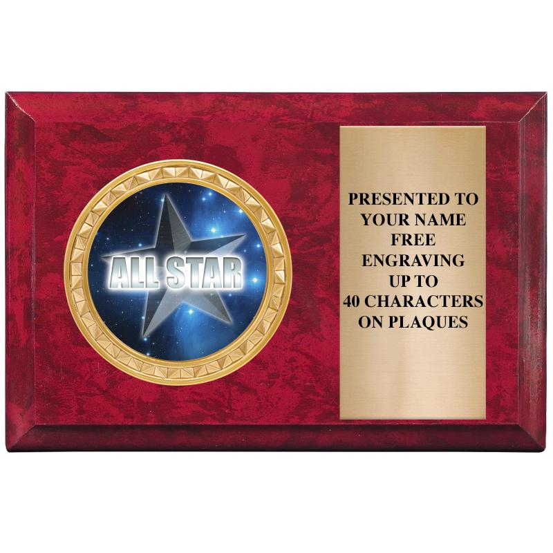 6" X 4" RED MBL INSERT PLQ