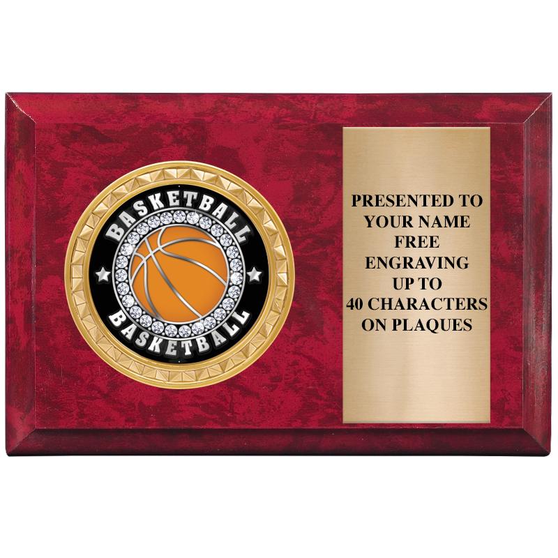 6" X 4" RED MBL INSERT PLQ