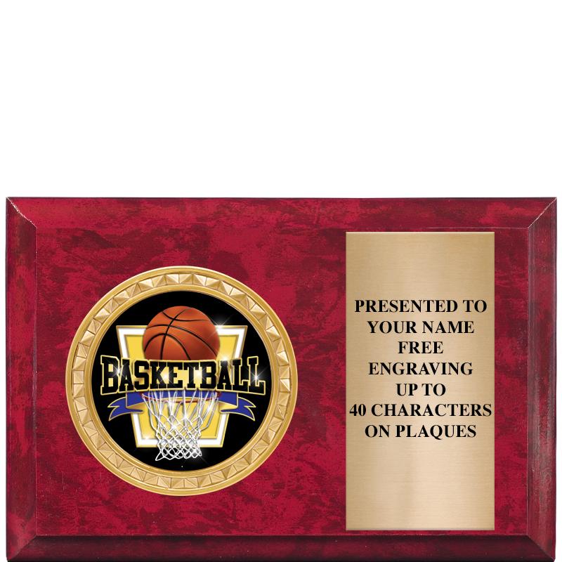 6" X 4" RED MBL INSERT PLQ