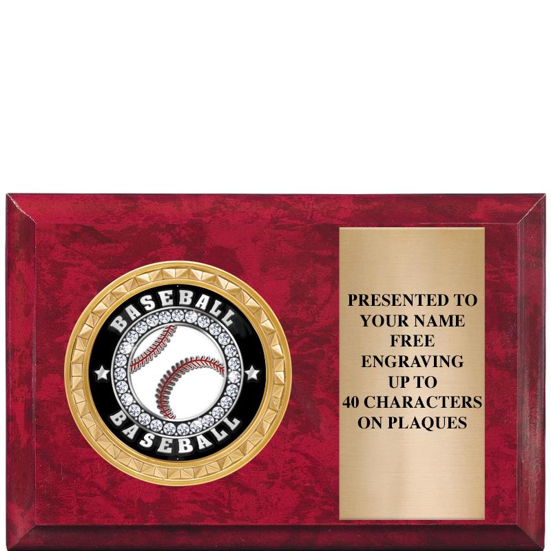 6" X 4" RED MBL INSERT PLQ