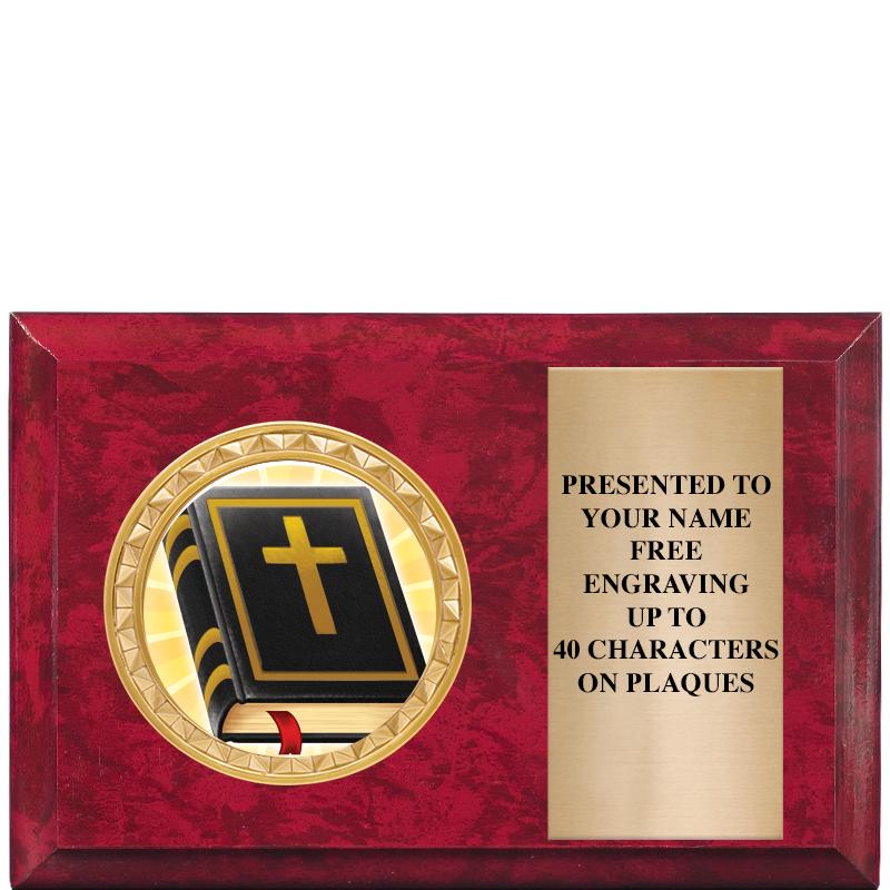 6" X 4" RED MBL INSERT PLQ