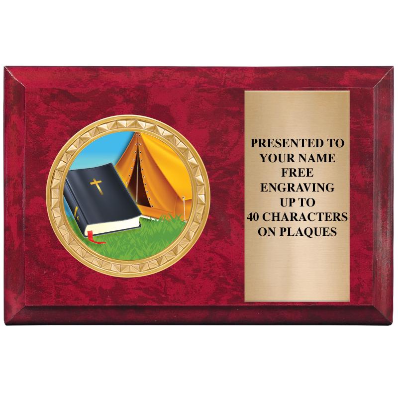 6" X 4" RED MBL INSERT PLQ