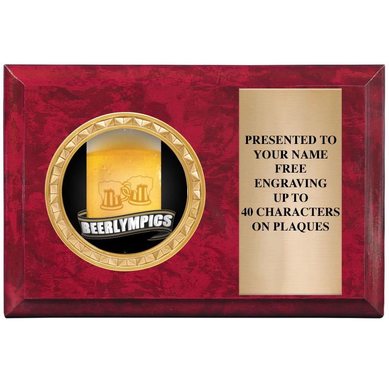 6" X 4" RED MBL INSERT PLQ