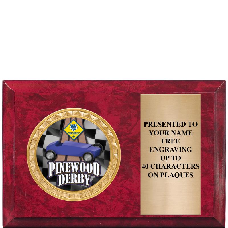 6" X 4" RED MBL INSERT PLQ