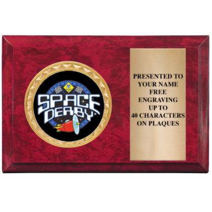 6" X 4" RED MBL INSERT PLQ