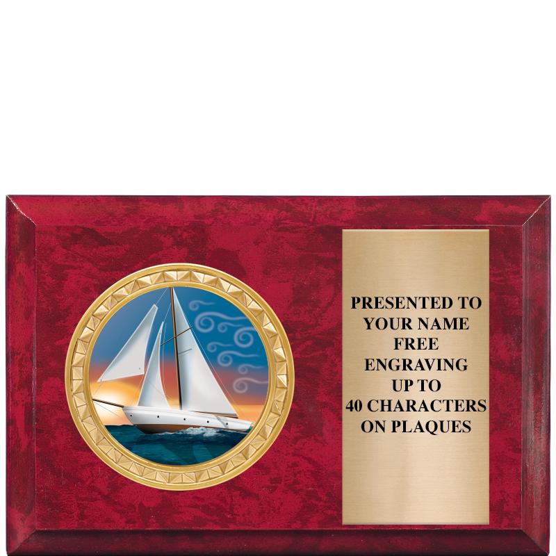 6" X 4" RED MBL INSERT PLQ