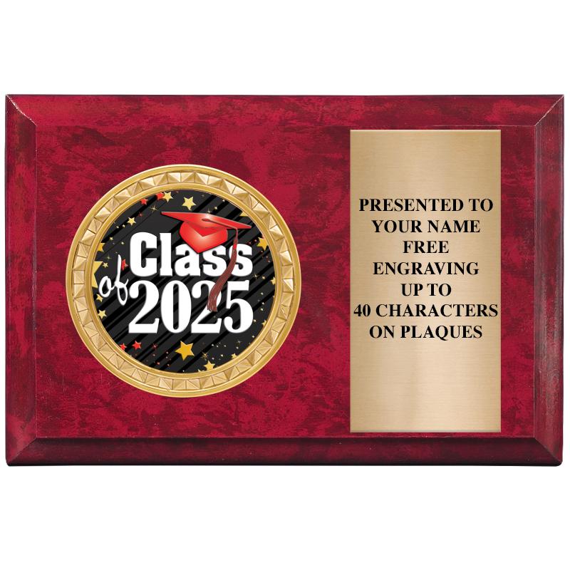 6" X 4" RED MBL INSERT PLQ