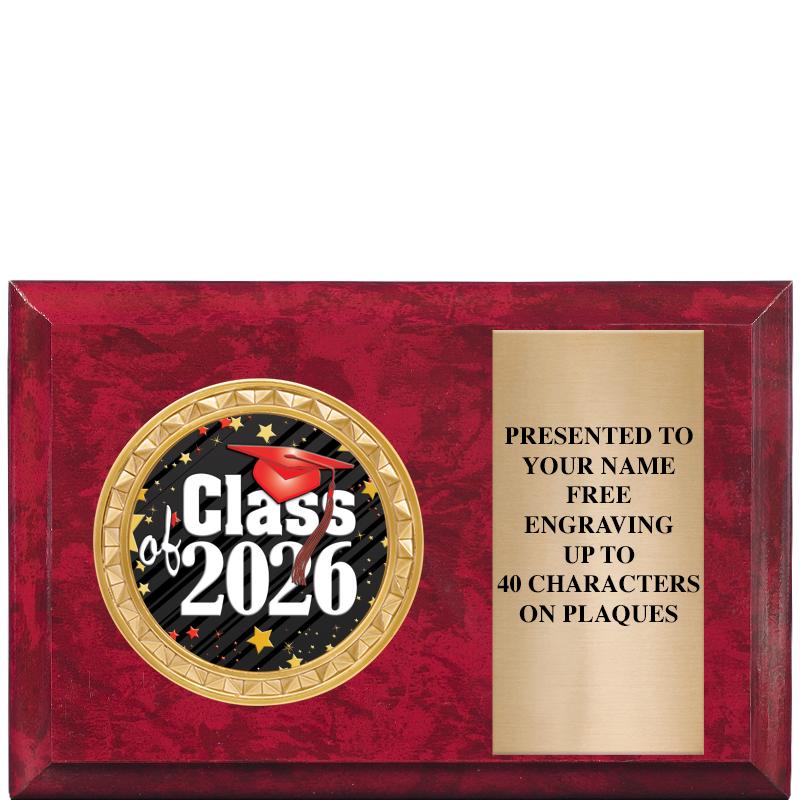 6" X 4" RED MBL INSERT PLQ