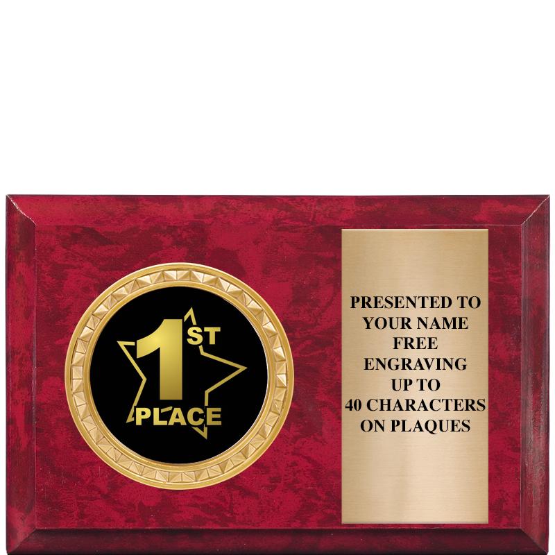 6" X 4" RED MBL INSERT PLQ