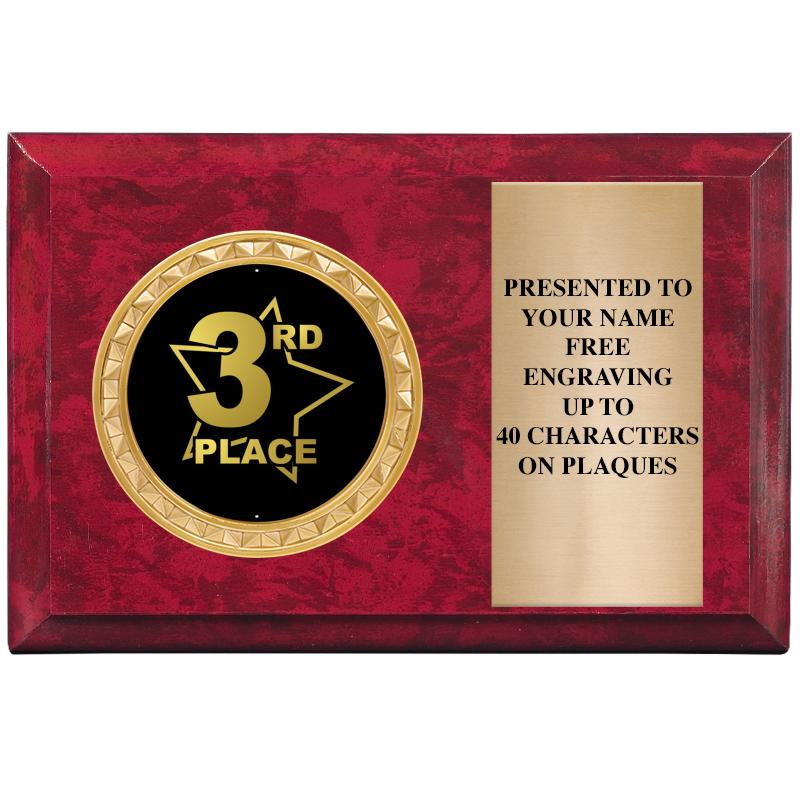 6" X 4" RED MBL INSERT PLQ