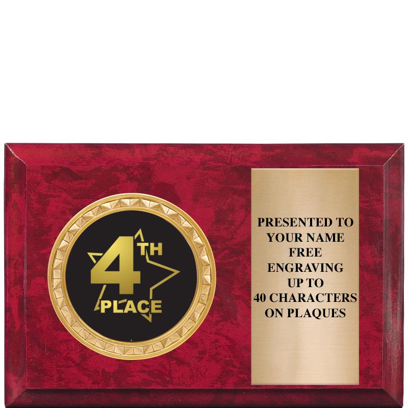 6" X 4" RED MBL INSERT PLQ