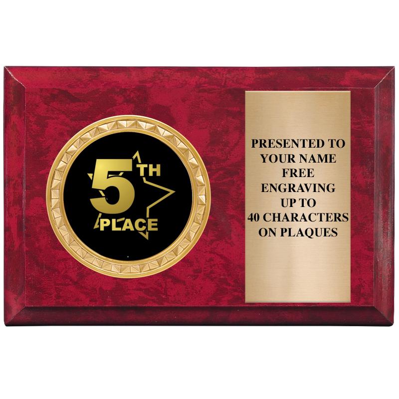 6" X 4" RED MBL INSERT PLQ