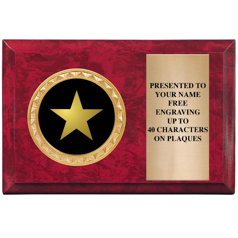 6" X 4" RED MBL INSERT PLQ