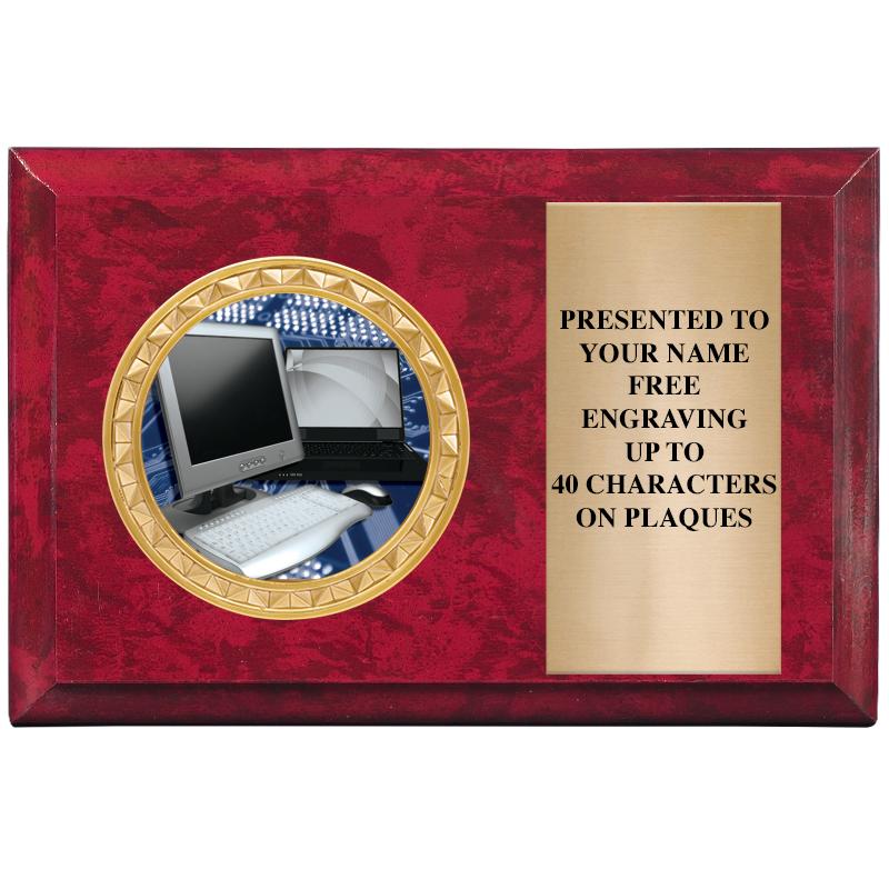 6" X 4" RED MBL INSERT PLQ