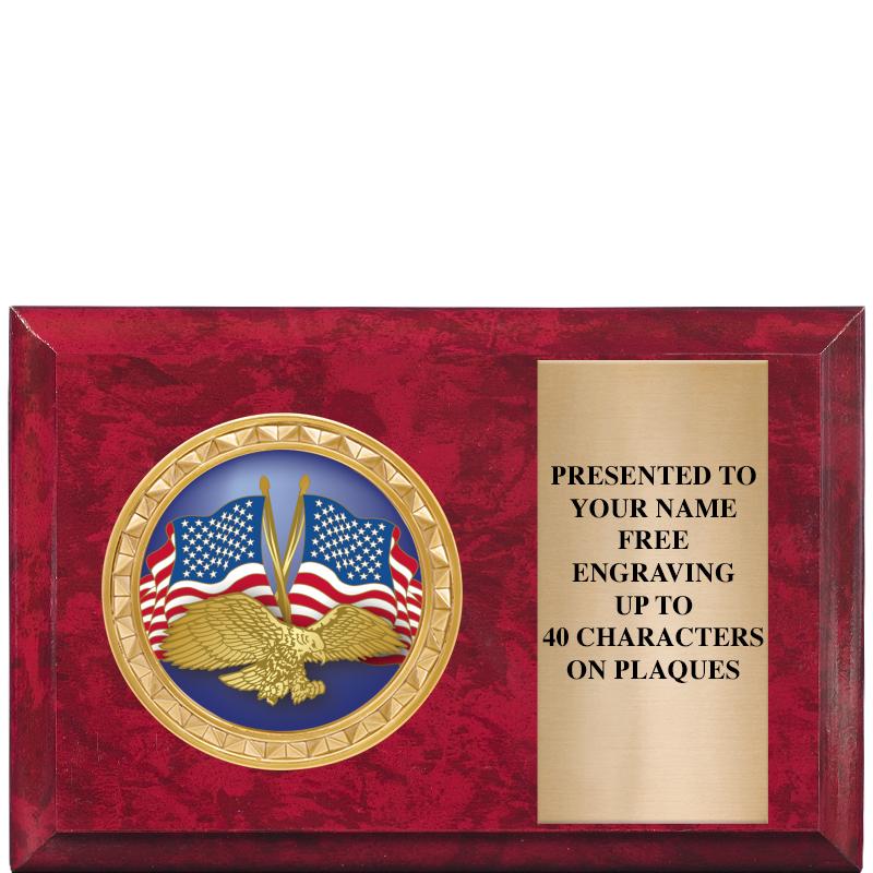 6" X 4" RED MBL INSERT PLQ