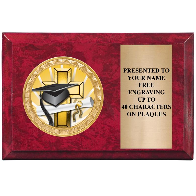 6" X 4" RED MBL INSERT PLQ