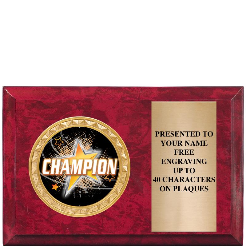 6" X 4" RED MBL INSERT PLQ