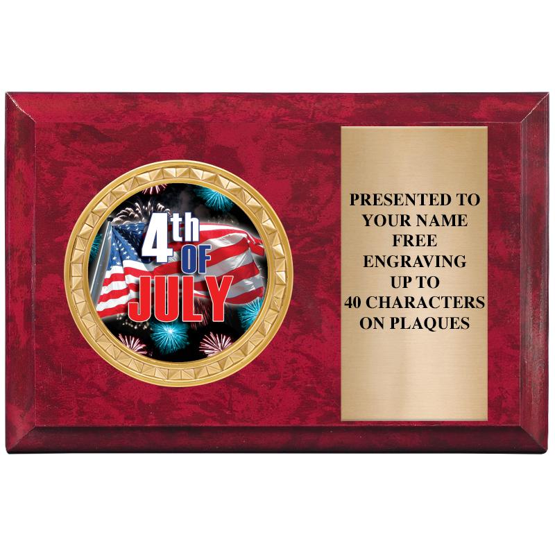 6" X 4" RED MBL INSERT PLQ