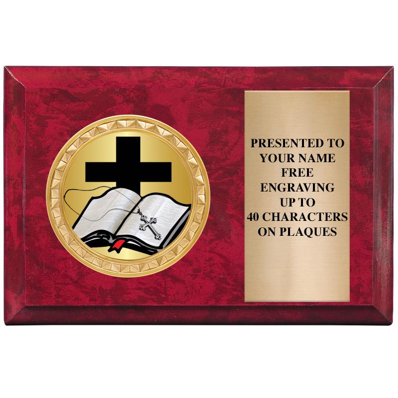 6" X 4" RED MBL INSERT PLQ