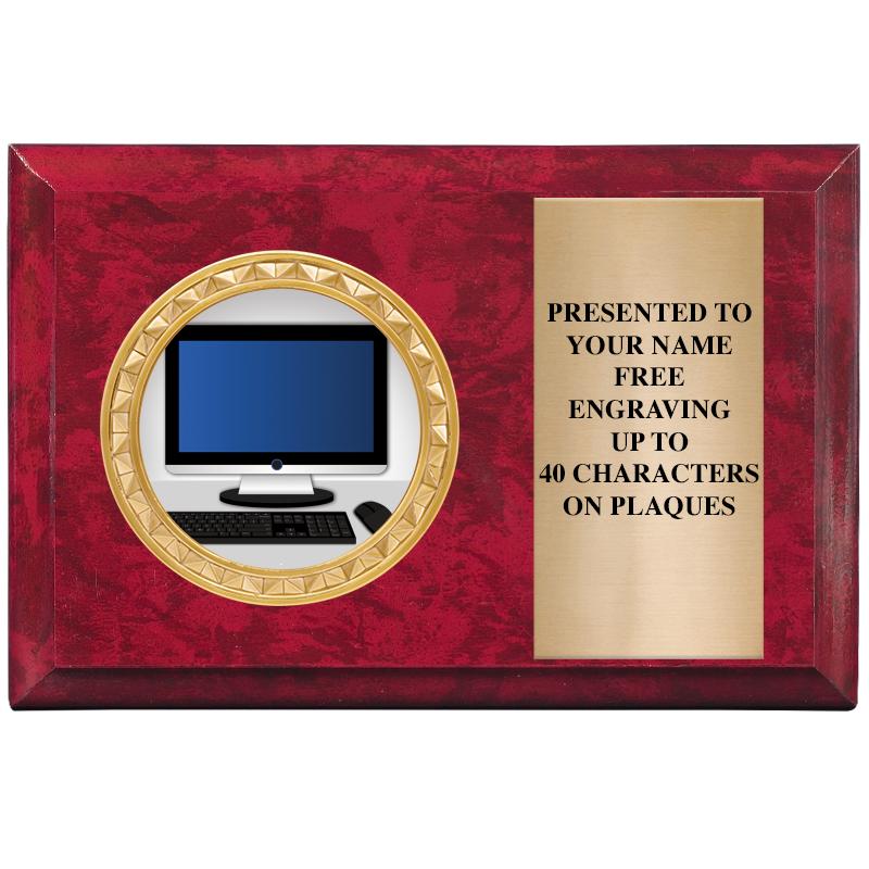 6" X 4" RED MBL INSERT PLQ