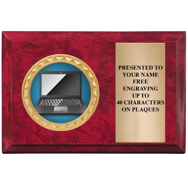 6" X 4" RED MBL INSERT PLQ