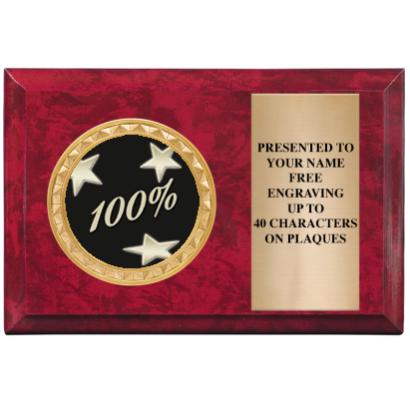 6" X 4" RED MBL INSERT PLQ