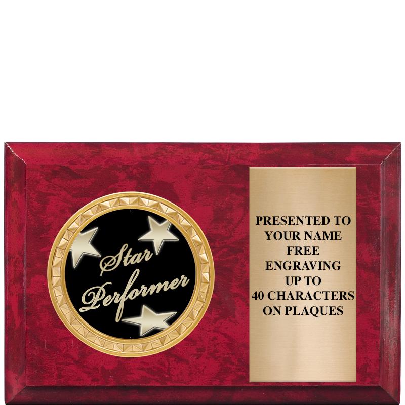 6" X 4" RED MBL INSERT PLQ