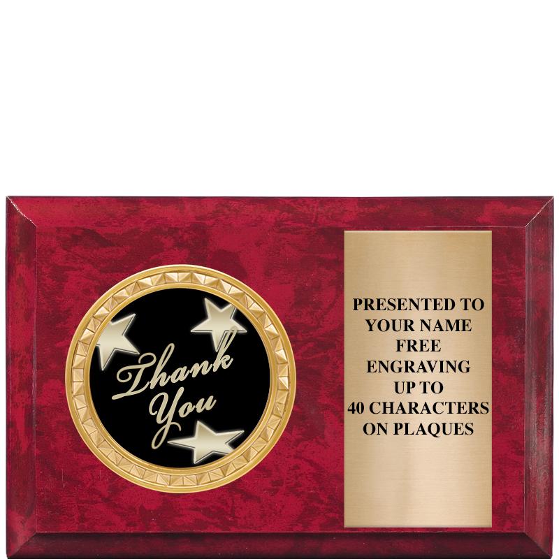 6" X 4" RED MBL INSERT PLQ