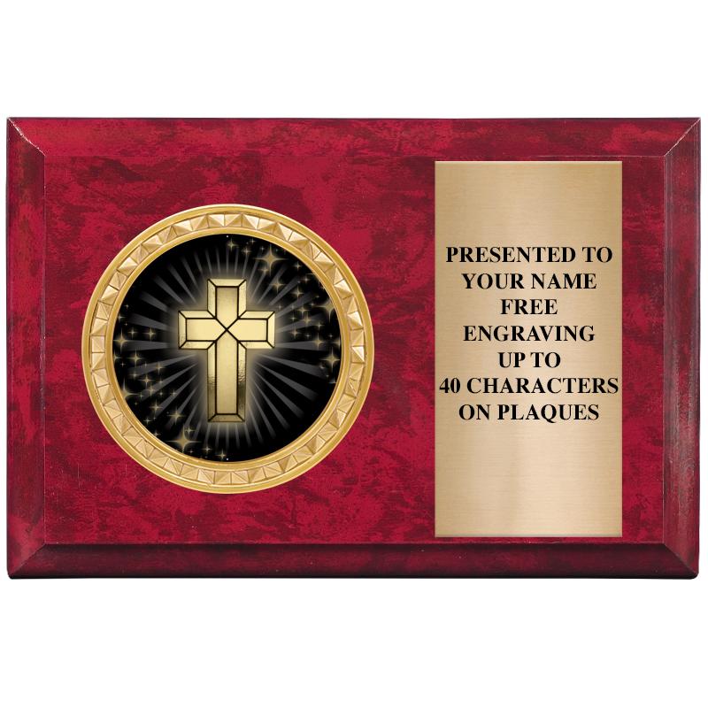 6" X 4" RED MBL INSERT PLQ