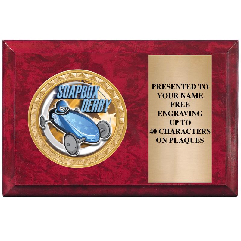 6" X 4" RED MBL INSERT PLQ