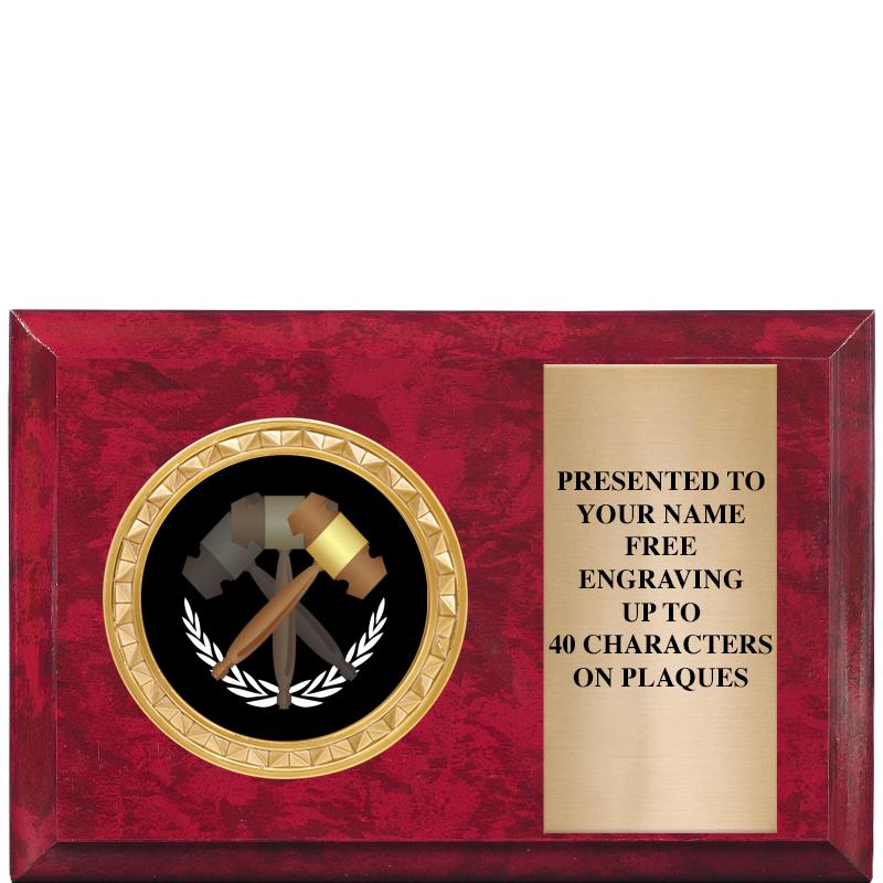 6" X 4" RED MBL INSERT PLQ