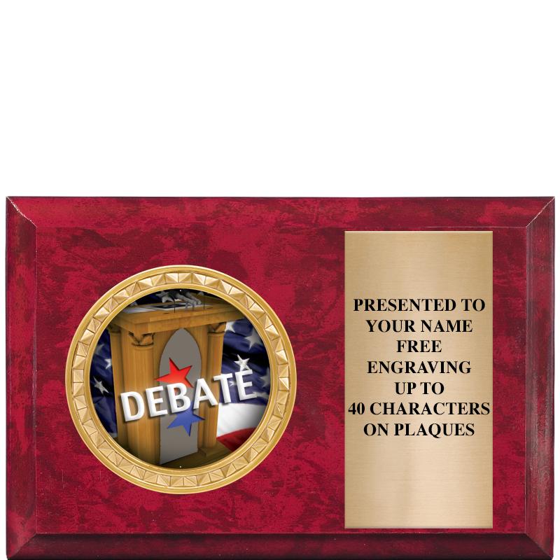 6" X 4" RED MBL INSERT PLQ